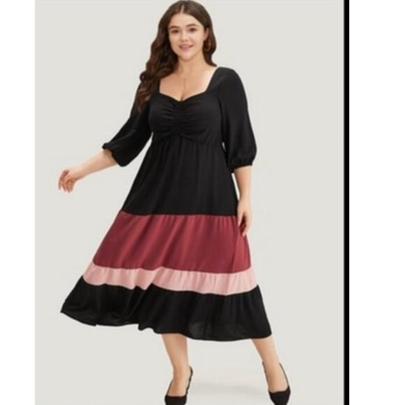 BloomChic Dresses & Skirts - Plus Size 2X 18 - 20 BloomChic Color Block Stripe Midi Dress with Pockets